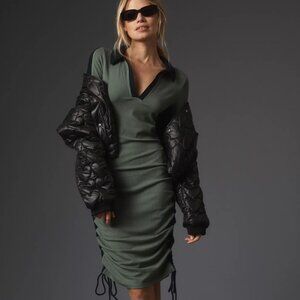 NWT Daily Practice by Anthropologie Long-Sleeve Colorblock Polo Midi Dress XSP